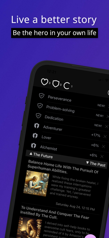Fable app home screen showing journal entries
