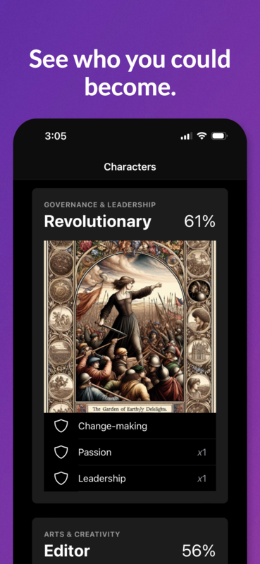 Character development and growth tracking